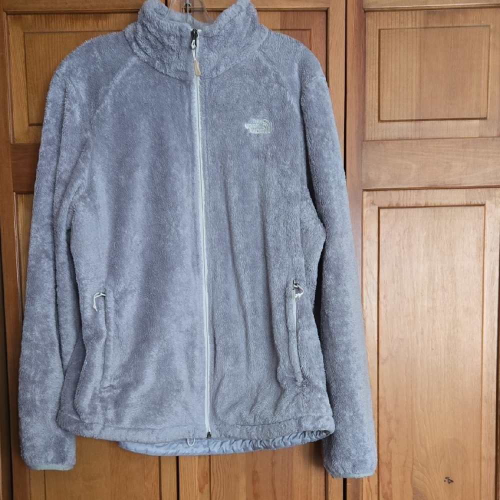 The North Face Light Gray Plush Full-Zip Fleece Jacket